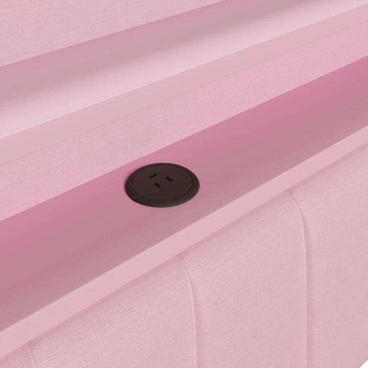 Gepolstertes 140x200 Tagesbett mit USB-Anschlüssen und LED-Gürtel, mit Ausziehbett und Schreibtisch, Rosa – Bild 10