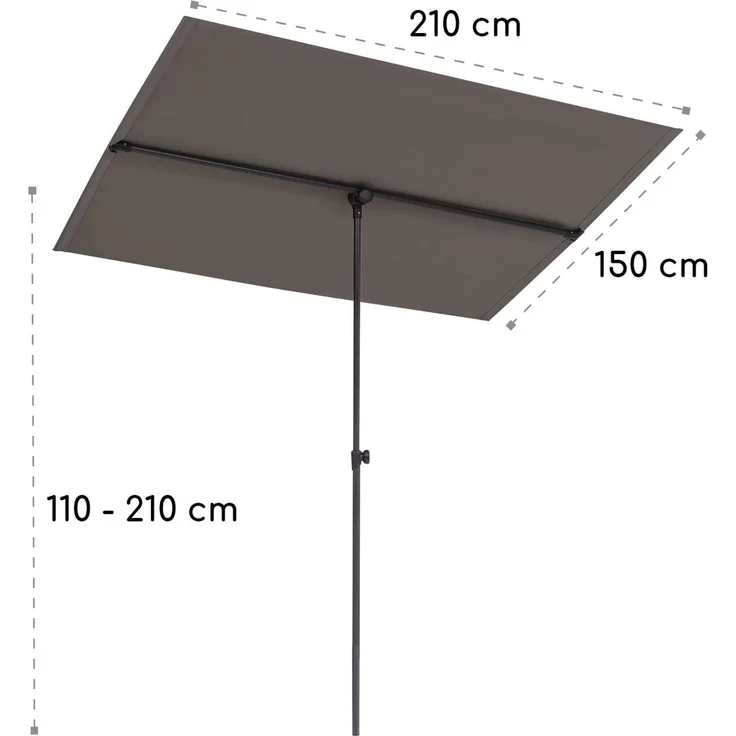 Flex-Shade XL Sonnenschirm 150x210 cm Polyester UV 50 dunkelgrau Dunkelgrau – Bild 9