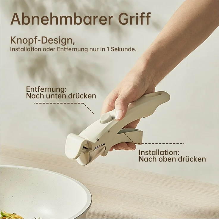 SEHAUSEU Pfannen-Set Topf-Set Kasserolle Bratpfanne mit abnehmbarer Griff, Antihaft,weiß, (19-tlg), 7-tlg.&19-tlg. – Bild 2