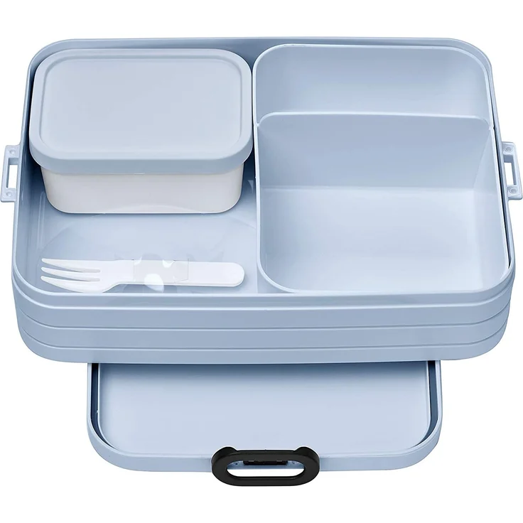 Mepal Bento Brotdose Large Take A Break - mit Bento Box - Für 4 Sandwiches oder 8 Brotscheiben - Lunchbox für kleine Snacks & Reste - Erwachsene Essenbox mit Fächern - Old Nordic Blue – Bild 1