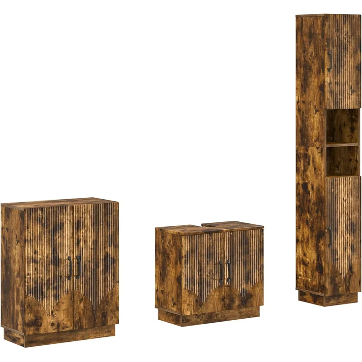 vidaXL 3-teiliges Badezimmer-Schranksystem HOORN Raucheiche 3417473 – Bild 2