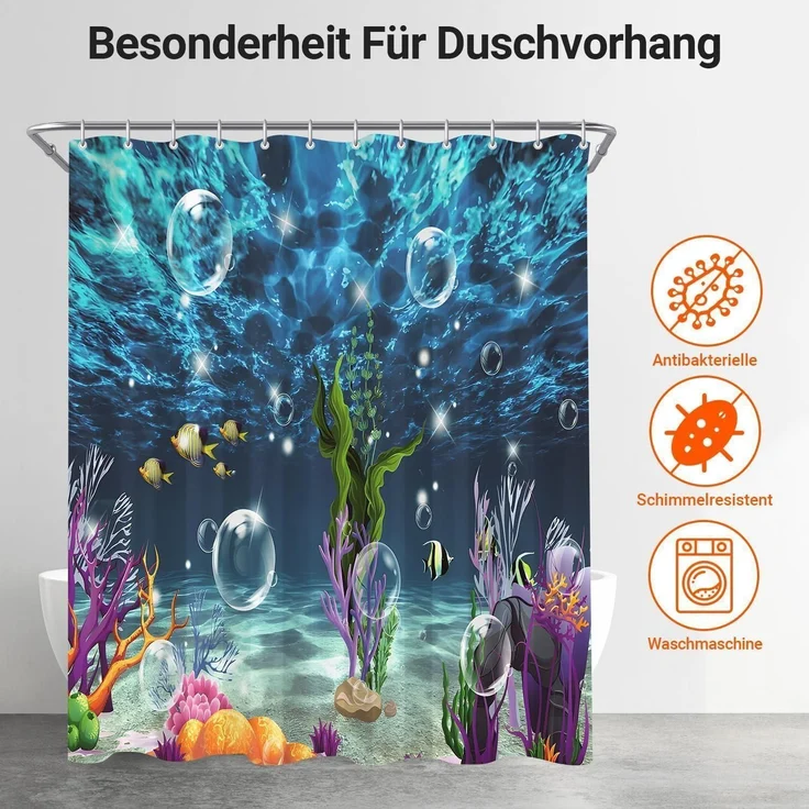 Duschvorhang Polyester Antischimmel Bunter Meeresboden 180 x 200 cm – Bild 7
