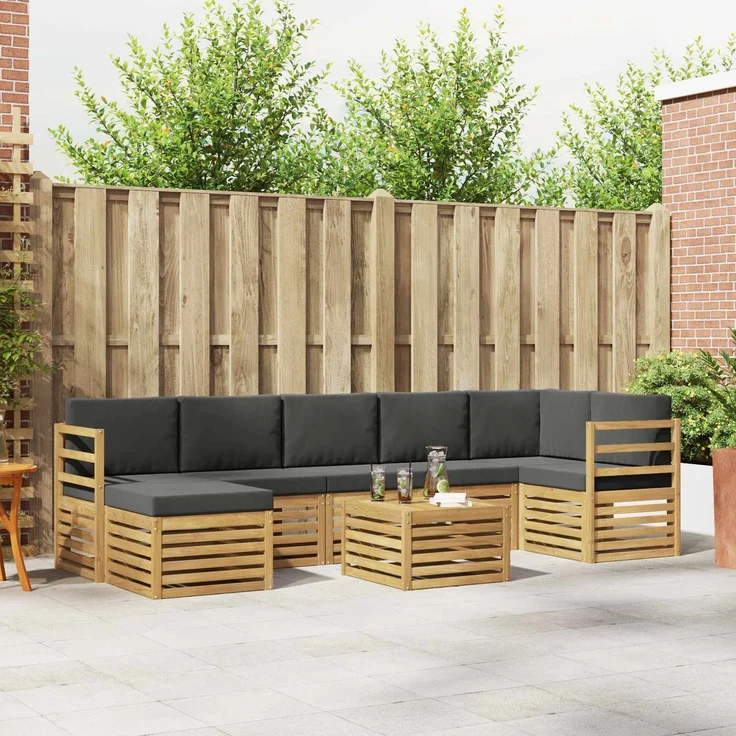 vidaXL Outdoor-Sofagarnitur 8 stk. 8-Sitzer Weiß und Anthrazit 3392217 – Bild 1
