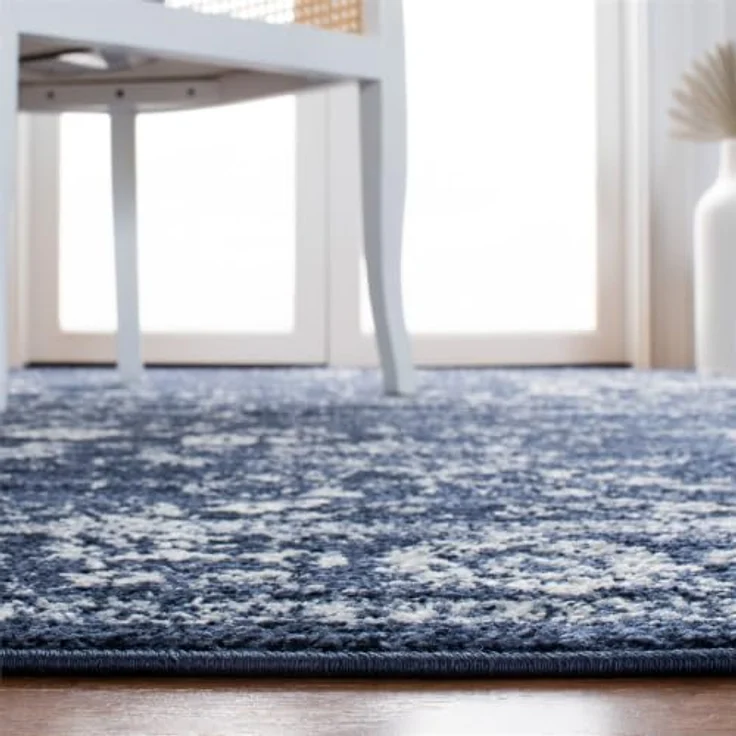 Safavieh Runder Teppich 122 cm Rund - Adirondack Collection - Transitional Design, Marineblau & Elfenbein, Pflegeleichte Synthetikmischung, Ideal für Wohnzimmer, Schlafzimmer, Büro – Bild 2