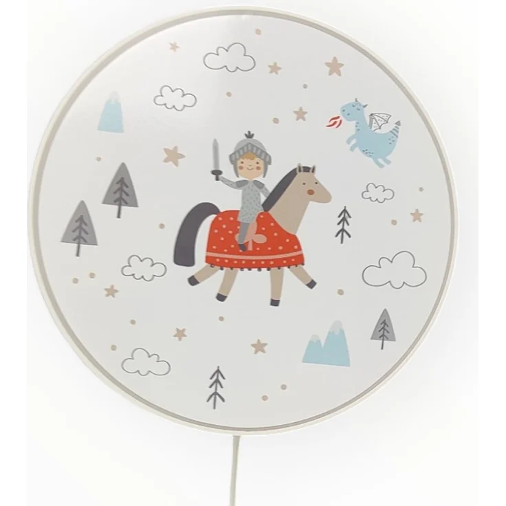 Kinderzimmer Wandlampe Ritter Ø 25cm mit Schalter, Kabel, Stecker & E14 LED – Bild 6