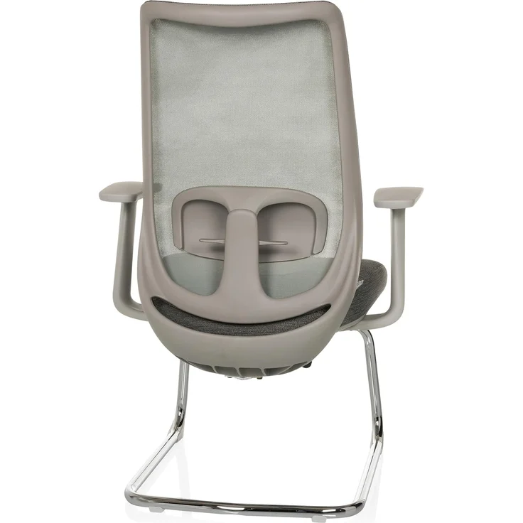 hjh OFFICE Freischwinger Stuhl ergonomisch MILESTON V Besucherstuhl mit Lordosenstütze und Armlehnen, Schwingstuhl Netzrücken, Grau – Bild 8