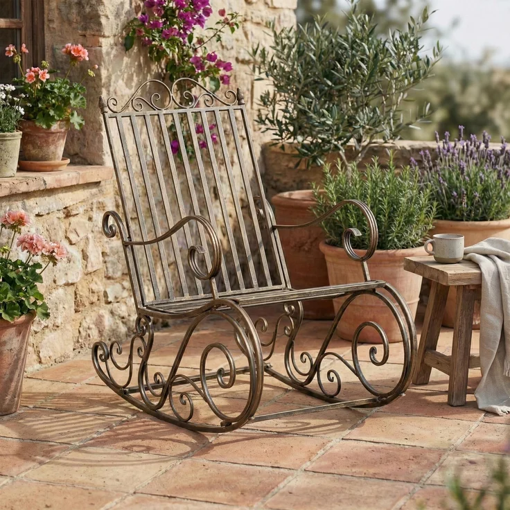 CLP Schaukelstuhl Relaxstuhl Smilla, wetterfest für Garten, Metallgestell,bronze – Bild 6