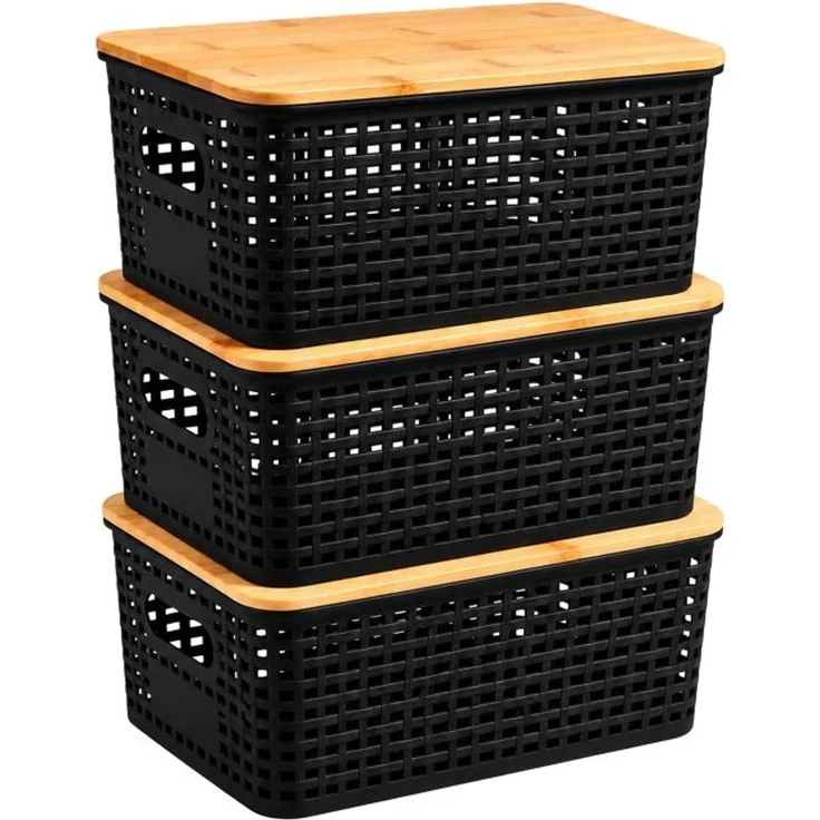 Relaxdays Aufbewahrungsbox mit Bambusdeckel im Set – Bild 10