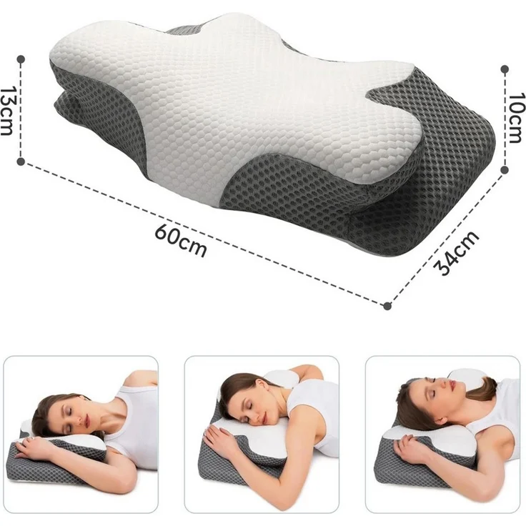 OSTWOLKE Nackenstützkissen Orthopädisches Memory Foam Kissen KopfKissen Seitenschläferkissen, Ergonomisches Schlafkissen für Seitenschläfer, Rücken- & Bauchschläfer – Bild 2