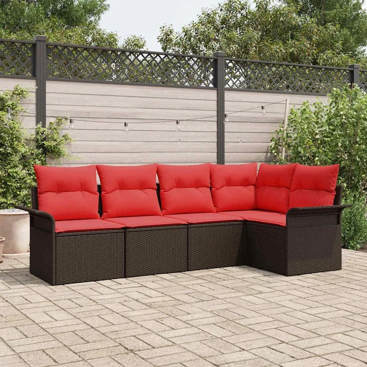 vidaXL Gartensofa-set mit Speicher 5 pcs Braun Poly-Rattan 3354033