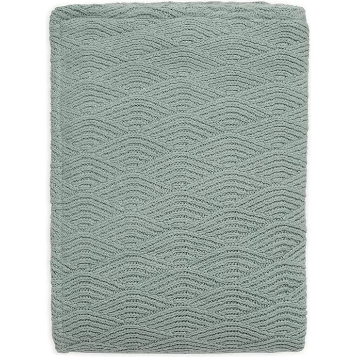 Jollein Strickdecke Babydecke 75x100 cm River knit ash green corale fleece