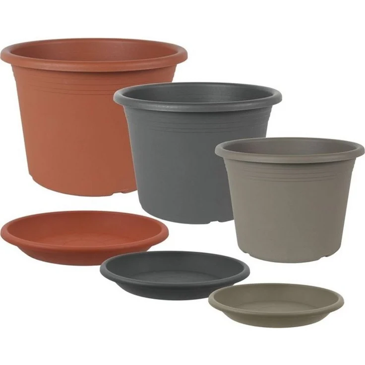 Heimwerkercenter Blumentopf MePla Untersetzer Cylindro ø19 cm, Terrakotta, wetterfester Kunstoff – Bild 4