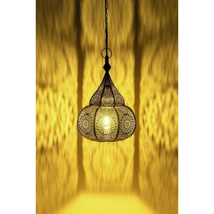 Marrakesch Orient & Mediterran Interior Pendelleuchte Orientalische Lampe Pendelleuchte Ilham Silber - 40cm, Handarbeit