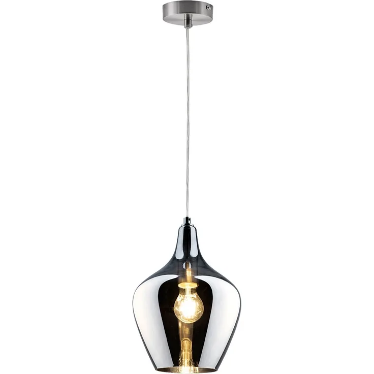 Hängeleuchte, Rauchglas, nickel-matt, H 150 cm