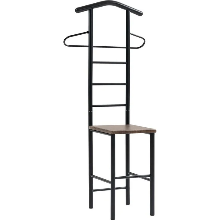 CARO-Möbel Herrendiener JIVO, Herrendiener mit ablage aus Metall und MDF modern-schwarz/braun – Bild 3