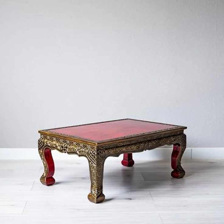 livasia Opiumtisch livasia Opiumtisch mit Goldverzierung, rot, handgefertigt, 76cmx50cm – Bild 6