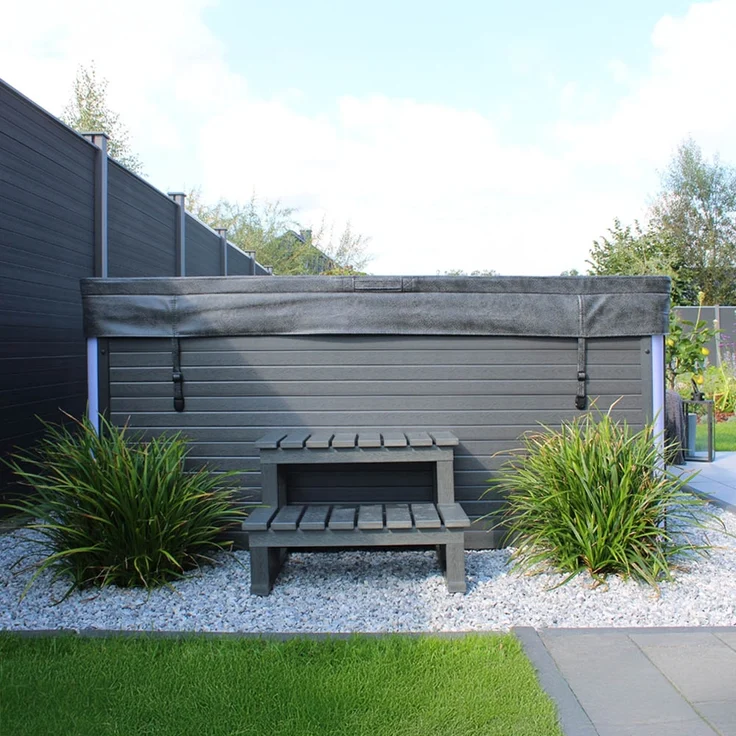 HOME DELUXE Outdoor Whirlpool mit Treppe und Thermoabdeckung STREAM BIG - 207 x 207 cm für 5 Personen – Bild 2
