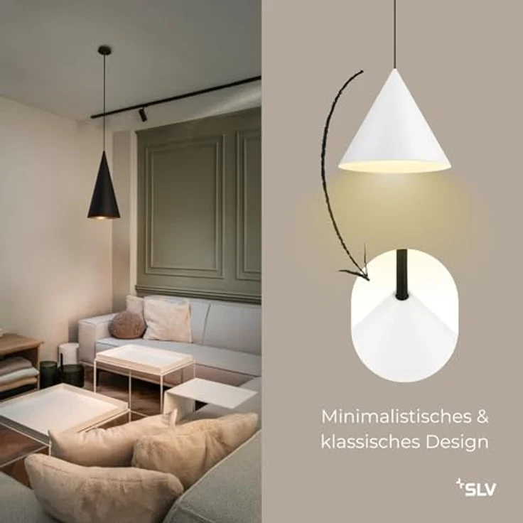 SLV Pendelleuchte, Rund, Weiß-matt, E27, Dimmbar, 19x35x19 cm – Bild 2