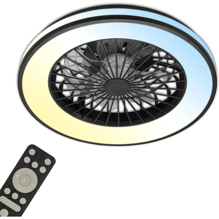 Briloner Leuchten LED Deckenleuchte Deckenventilator mit Licht dimmbar Nachtlicht, LED fest integriert, CCT - Farbsteuerung, 48,5x14,5 cm, 49 Watt, Schlafzimmer, Wohnzimmer