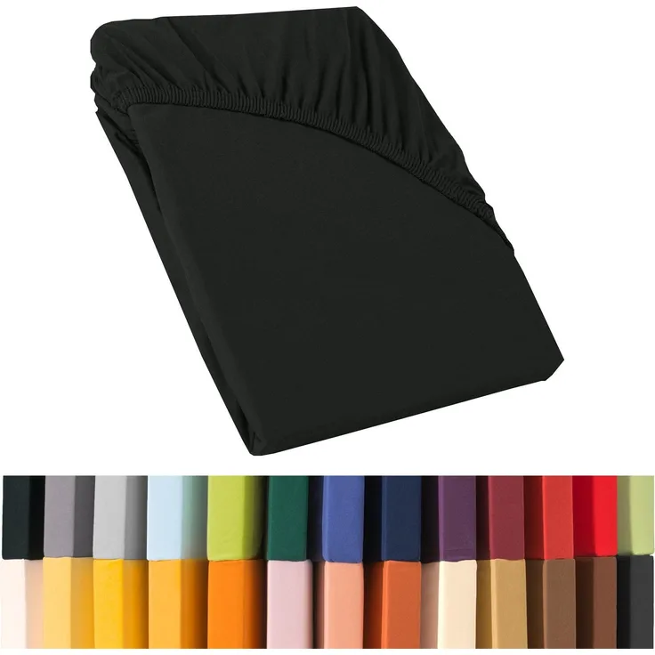 CelinaTex Relax Boxspringbett Wasserbett Spannbettlaken 140x200-160x220 cm schwarz Jersey Mako Baumwolle 160g/qm Laken