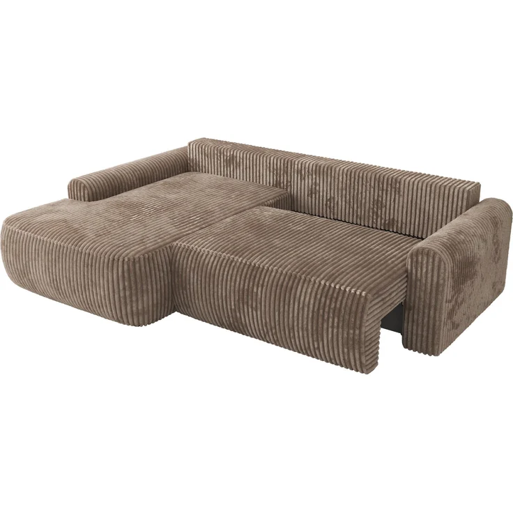 Ecksofa, L-förmiges, lose Kissen, DL-Schlaffunktion, (H 100 x T 187 x B 273 cm) - CUBO L - Cord Braun - linke Seite – Bild 5