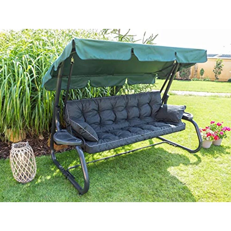 Bjird Bankauflage Pola 100 cm 120 cm 150 cm 180 cm, für Gartenbank und Hollywoodschaukel - inkl. 2 Stück Seitenkissen – Bild 9