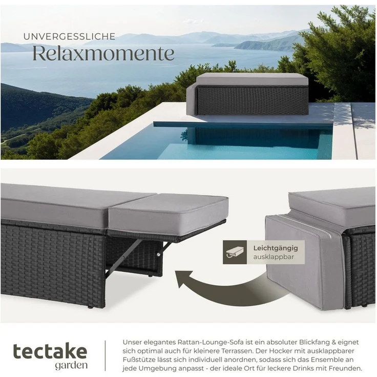 tectake Loungeset Rattan Lounge, (Set, 2-tlg), 2-Sitzer – Bild 3