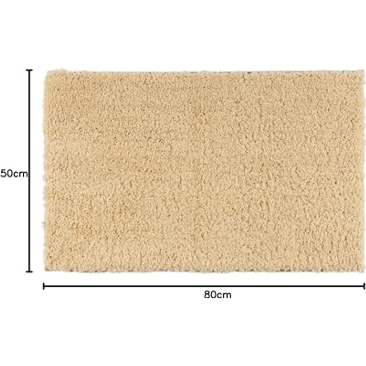 Floordirekt Badematte Sky, Hochflor Badezimmerteppich, rutschhemmend & schnell trocknend, beige, 50 x 80 cm, geeignet für Fußbodenheizung, eckig & rund – Bild 2