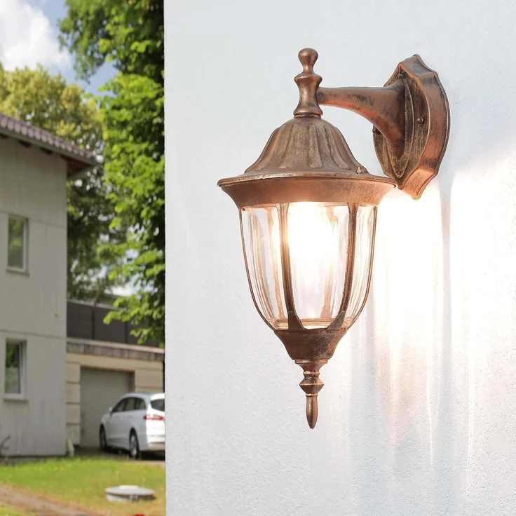 Licht-Erlebnisse Außen-Wandleuchte MILANO, ohne Leuchtmittel, Außenwandlampe Rustikal in Kupfer antik E27 IP44 Außenleuchte – Bild 1