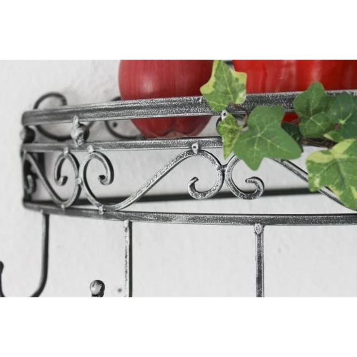 Wandregal 09919 Wandkonsole 50cm Küchenregal aus Metall Topfhänger Kräuterregal – Bild 3