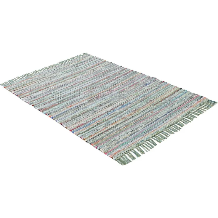 carpetfine 'Kelim Chindi' Teppich, Wendeteppich, rechteckig, Höhe: 6 mm, handgewebt, mit Fransen, Grün, 200x250 cm – Bild 3