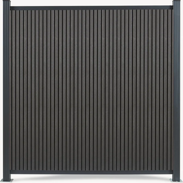 Gartenzaun Startermodul Grassano mit 2 Pfosten 185x180 cm WPC Grau [neu. holz] – Bild 4
