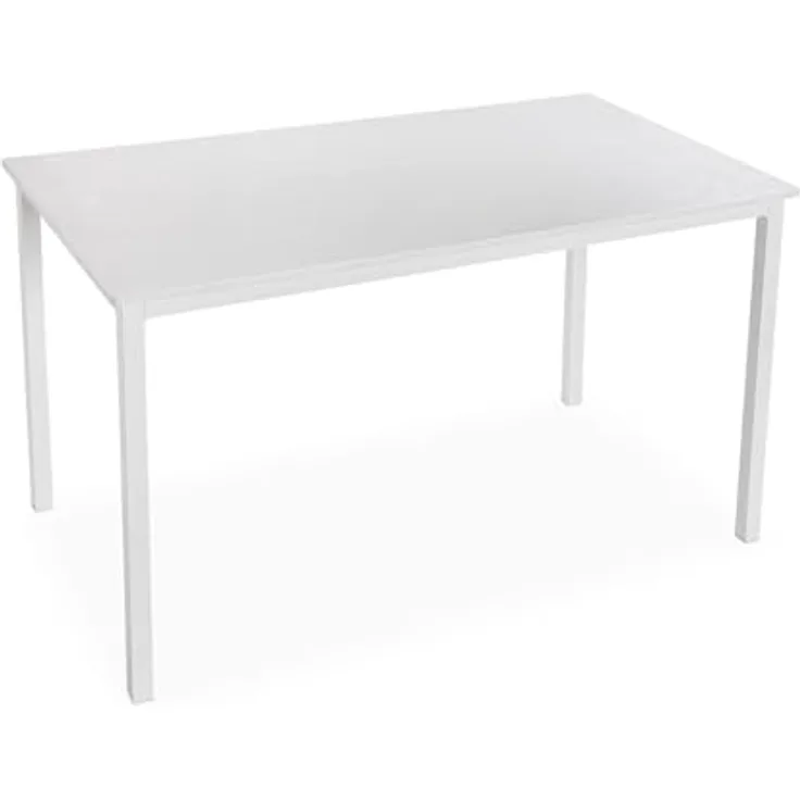 Versa Amaia Esstisch für Küche, Terrasse, Garten oder Esszimmer, Maßnahmen (H x L x B) 76 x 80 x 140 cm, Holz und Metall, Farbe: Weiß