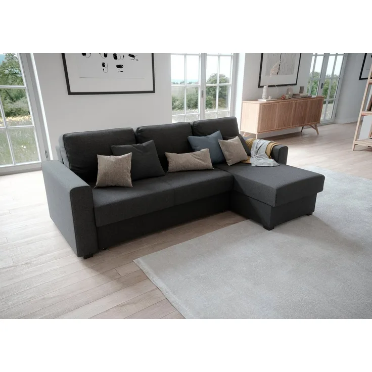 ATLANTIC home collection Ecksofa Dublin L-Form, Bettfunktion und Bettkasten, Recamiere links oder rechts montierbar