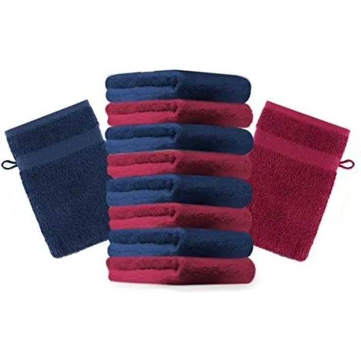 Betz Waschhandschuh 10 Stück Premium 16x21 cm Farbe dunkelrot und dunkelblau, Baumwolle (10-St)