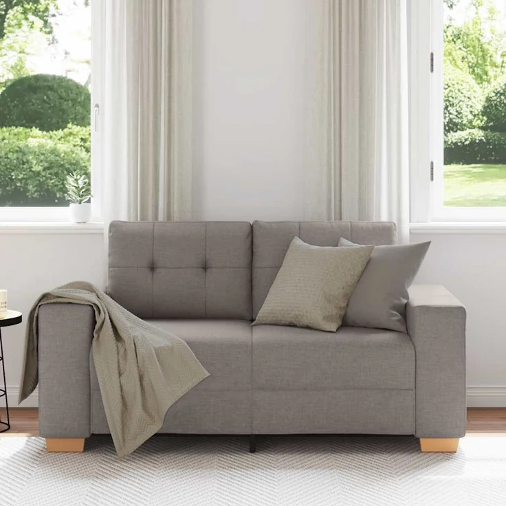 vidaXL Loveseat-Sofa Taupe 160x77x82 cm Stoff 4105074 – Bild 2