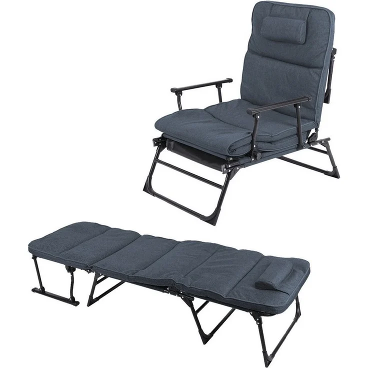 2 in 1 Gartenliege Sanitätsliege Gästebett und Relaxsessel mit Polster – Bild 1