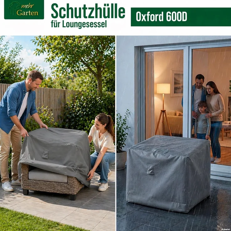 mehr Garten Gartenmöbel-Schutzhülle Premium, Premium Loungesessel-Abdeckung: 85(B)x85(T)x80(H) cm I Robuste Schutzh – Bild 2