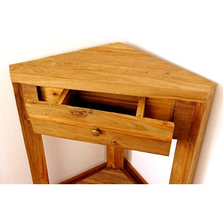 livasia Eckschrank Eckschränkchen mit Schublade aus Java, Teakholz, 62x34x70cm – Bild 3