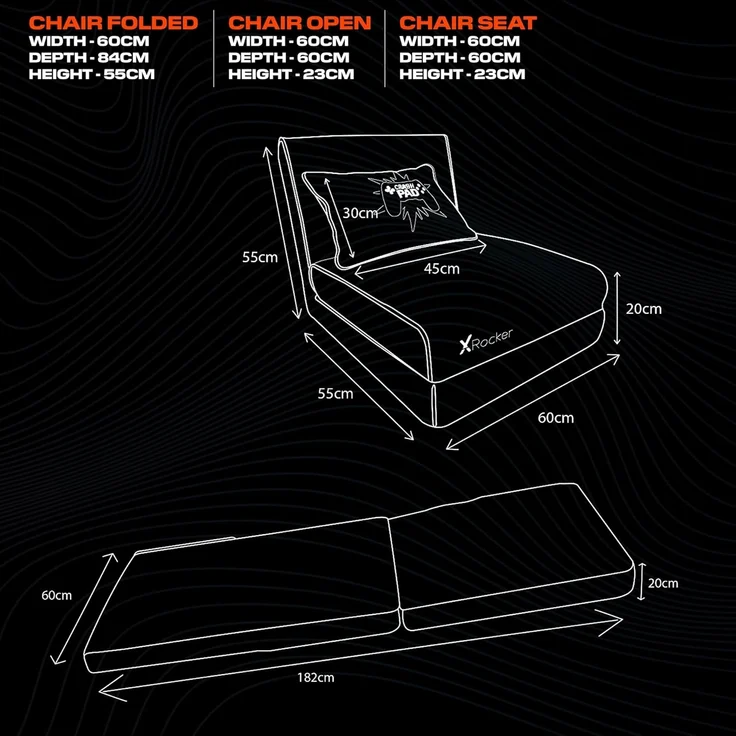 X Rocker Crash Pad Junior Gaming-Klappsessel & Schlafmatratze - schwarz/rot – Bild 3