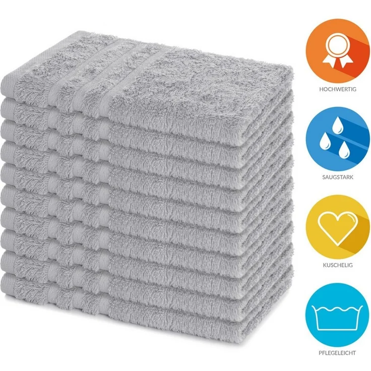 Lavea Gästehandtücher 30x50 cm, 10er Set Gästehandtuch, Elena-Frottee Handtuch, Gästetuch, (Set, 10-St), 500 g/m² Frottier, weich & saugstark, pflegeleicht – Bild 2