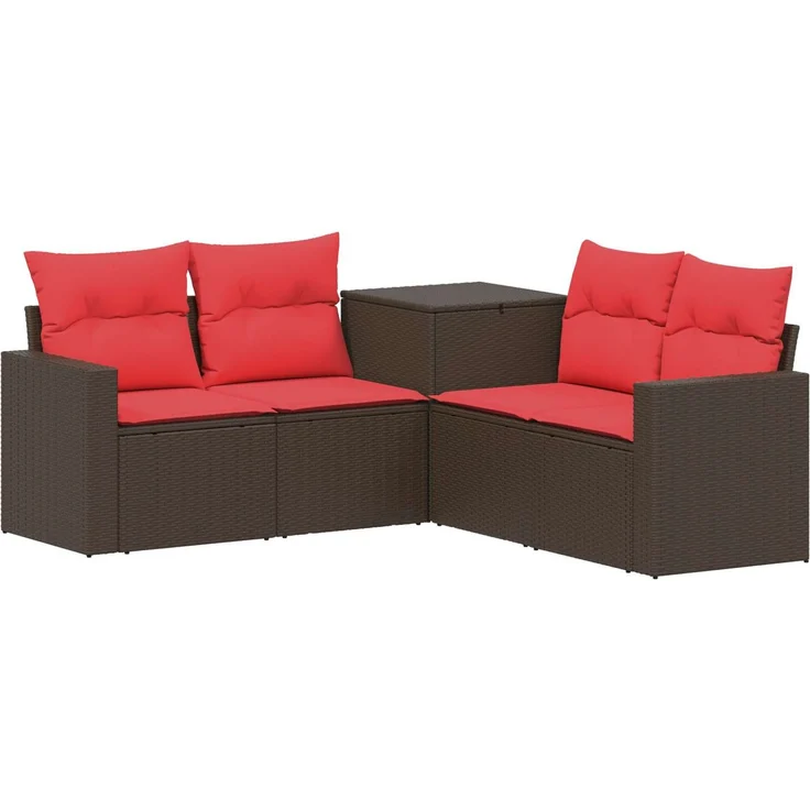 vidaXL Sofa Set 5 stk. Braun und Rot Polyrattan und Stahl 3447855 – Bild 2