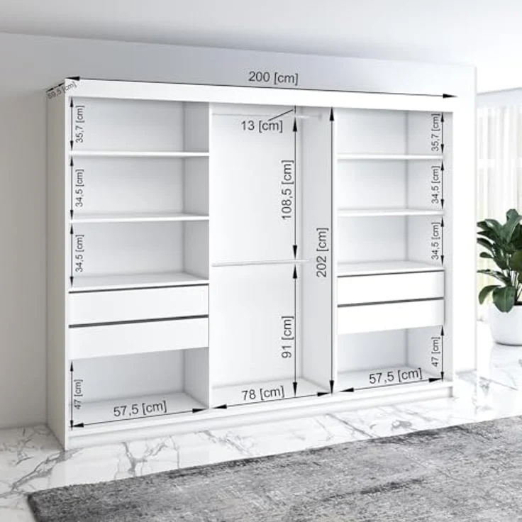 A&J MöbelLand Schwebetürenschrank VILUNO mit 4 Schubladen und Spiegel – Bild 3