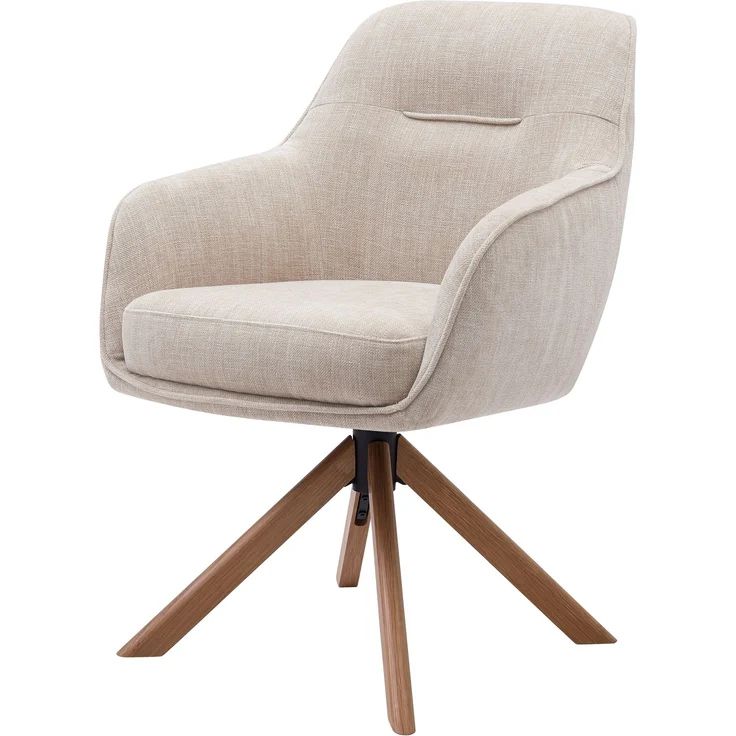 Armlehnstuhl >Avola< (2er-Set) leinen-beige, 360° drehbar, Federkern - 57x87x65 (BxHxT) – Bild 2