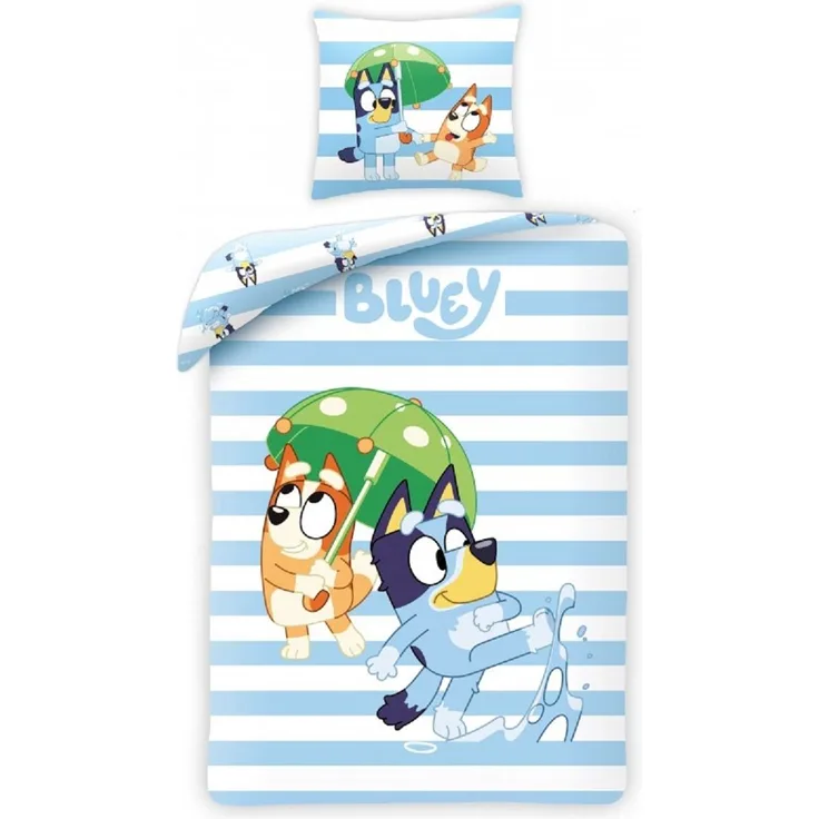 Bluey Bettwäsche Set aus Baumwolle Bettdeckenbezug 140 × 200 cm mit 70 × 90 cm Kissenbezug