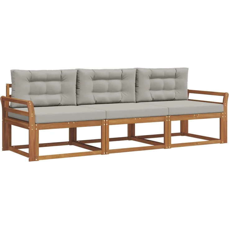 vidaXL Outdoor-Sofagarnitur 3 stk. 3-Sitzer Natur und Hellgrau 3367124 – Bild 2