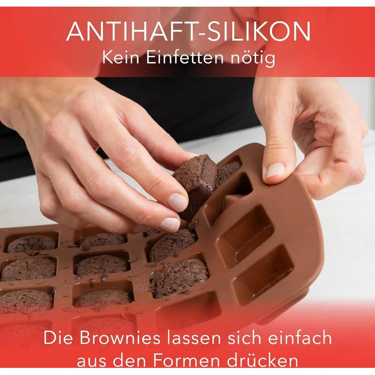 AVANA Backform Silikon Brownieform für 24 Brownies Backblech Kuchen Form Brownie, (2er Set), Antihaftbeschichtung, BPA-frei, Braun – Bild 5