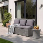 Poly-Rattan 2er Sofa HWC-G16, Lounge-Gartenbank Sitzbank Sessel, Gastronomie 120cm ~ grau, Kissen dunkelgrau