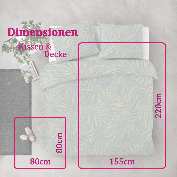 Bettwäsche-Set (155x220cm) - Byrklund Sunny Palms Jade – Bild 2