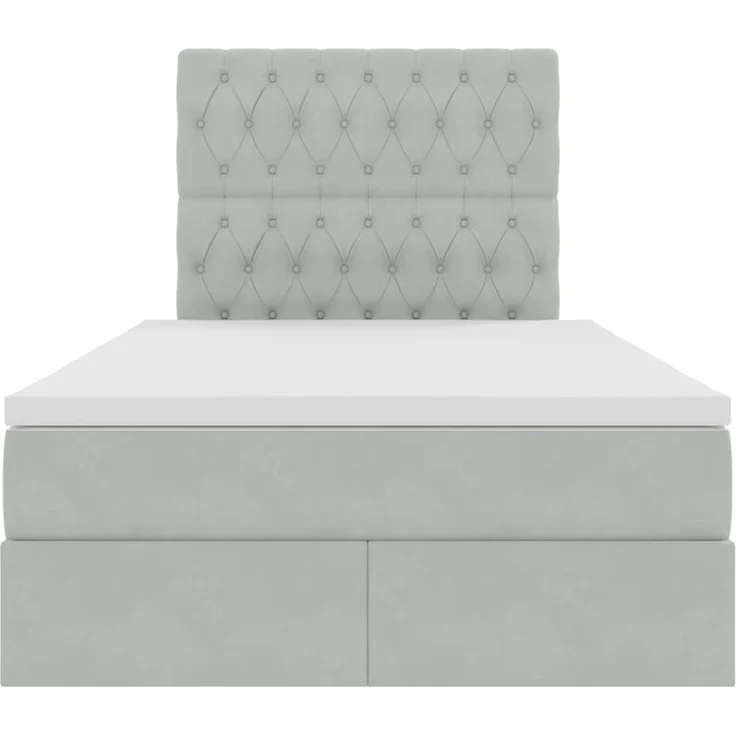 vidaXL Aufbewahrungsbett mit Matratze Hellgrau 120 x 200 cm Samt 3372081 – Bild 7